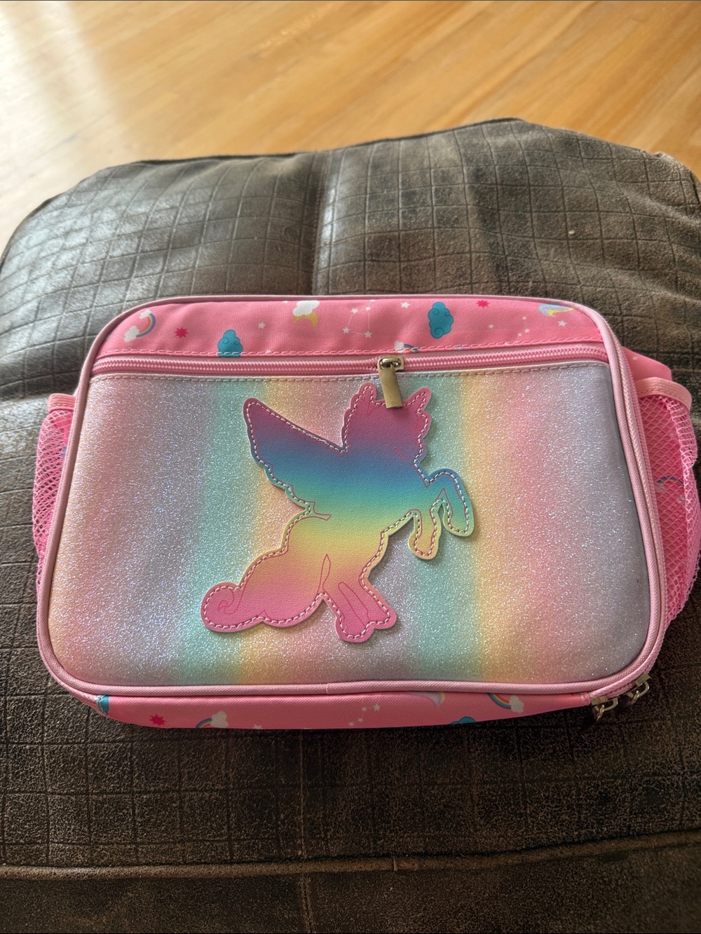 Kids Rainbow Unicorn Sparkle Lunch Tote - Pink